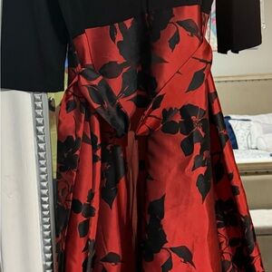 High low fit& flares black and red floral party holiday dress